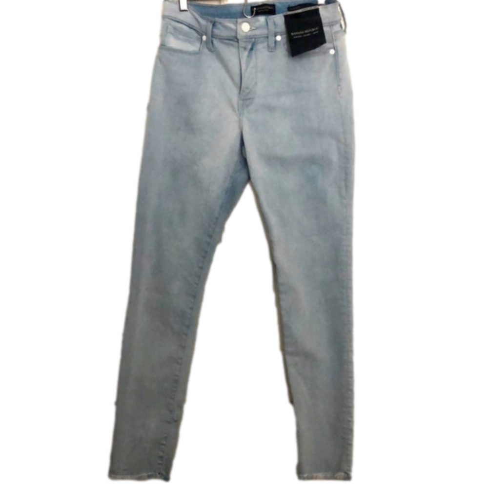 BANANA Republic Women’s Premium Denim Mid Rise Skinny Raw Hem Ankle Jeans Sz 27
